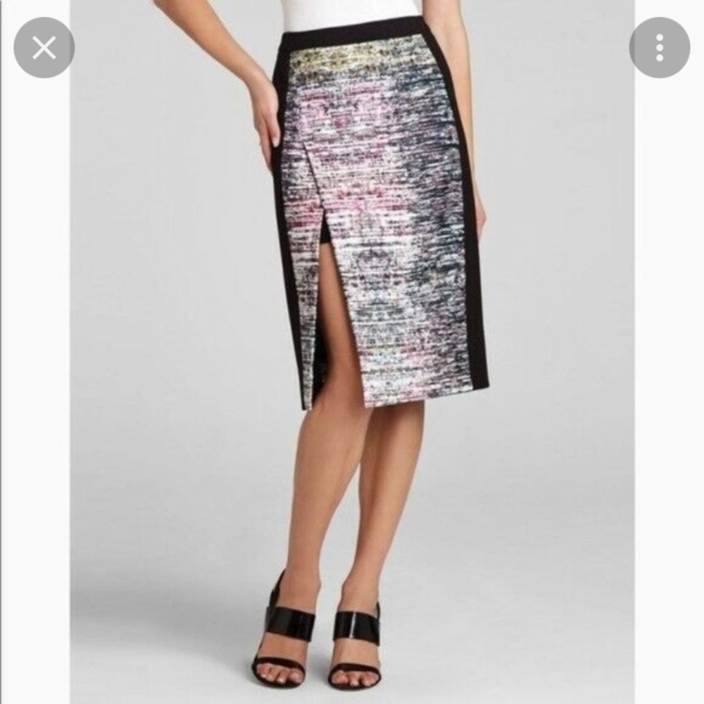BCBGMAXAZRIA Grayce Multicolor Panel Slit Pencil Skirt